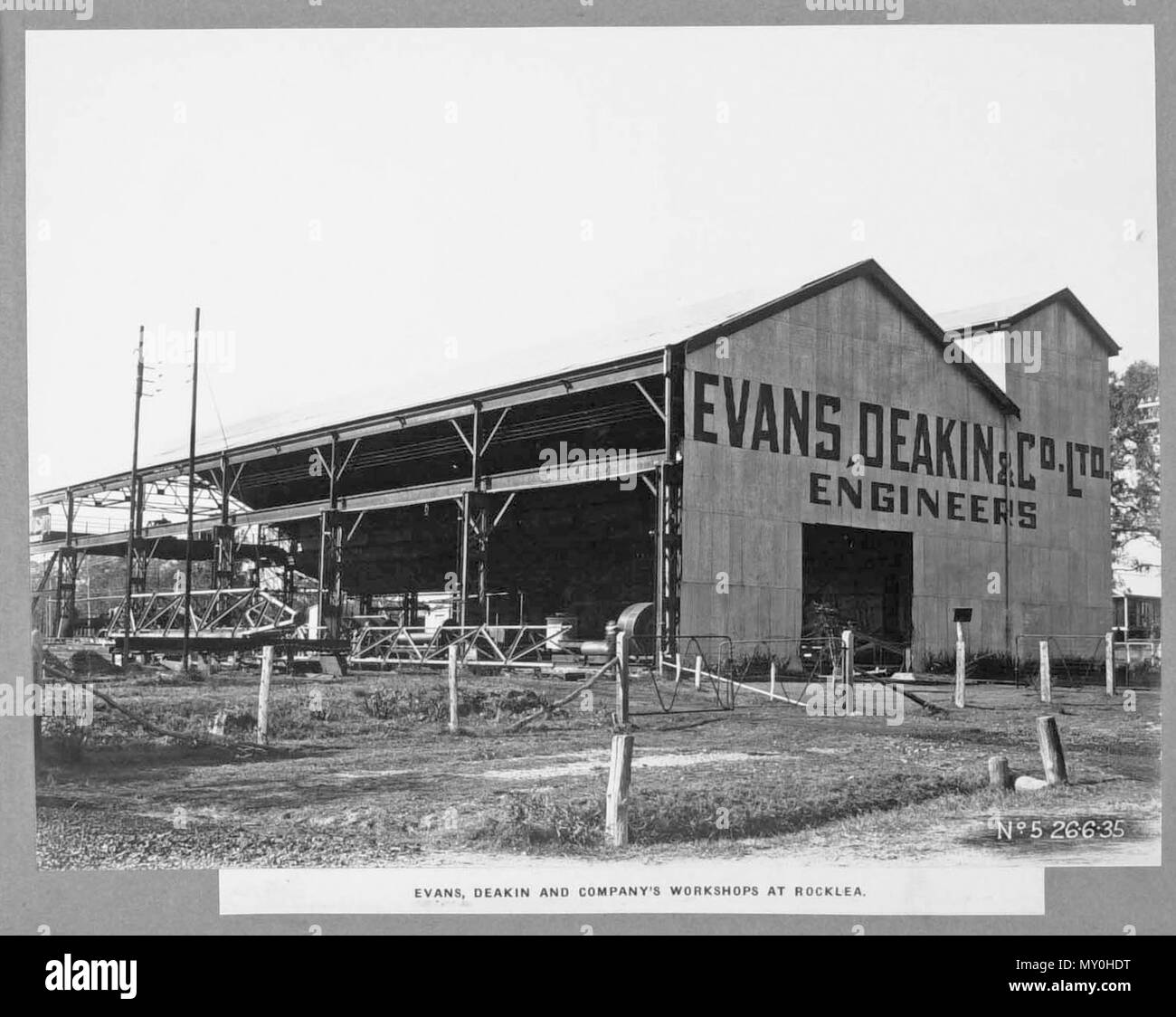 Evans Deakin and Company's Workshops at Rocklea, Brisbane, 26 June. Part of the workshops constructed to fabricate components of the Story Bridge. Stock Photo