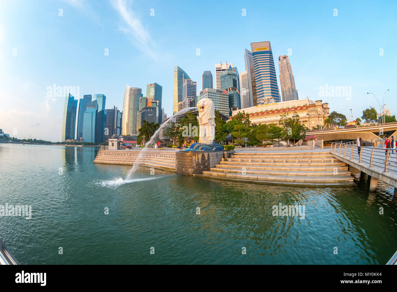 Singapore city, Singapore - April 9, 2018: Sunrise morning in Singapore city, Singapore Stock Photo