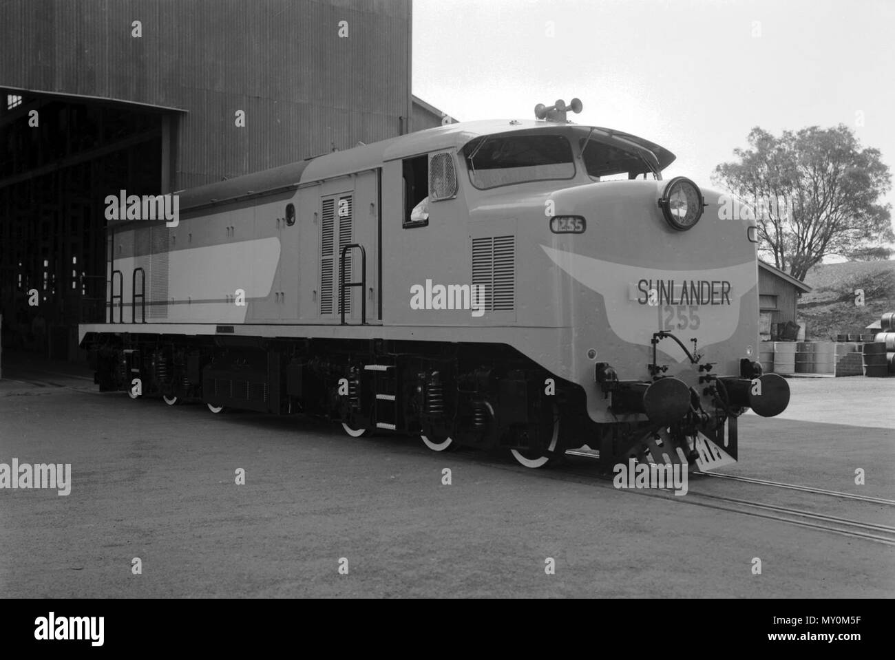 Locomotive 1255, English Electric factory, Rocklea, 4 September 1960. The 1250 class locomotives were built by the English Electric Company of Australia at Rocklea, Brisbane for the Queensland Railways between 1959 and 1963. Stock Photo