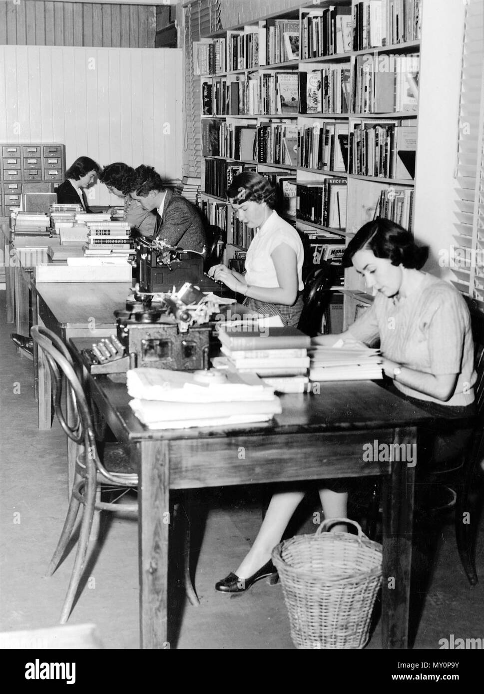 Public Library, Country Exchange Service, August 1952. Book Loan System Now Covers State 71397407?searchTerm=public library country exchange service&amp;searchLimits=l-state=Queensland|||l-decade=195 )   Progress made in extending library facilities to people in the farthest corners of the State - a notable feature being the Country Extension Service, making available 18,000 reference works to country borrowers - highlighted a last-night broadcast from 4KQ by the Minister for Public Instruction (Mr. G. H. Devries).  Points made by the Minister in his talk were: In the eight years since the Gov Stock Photo