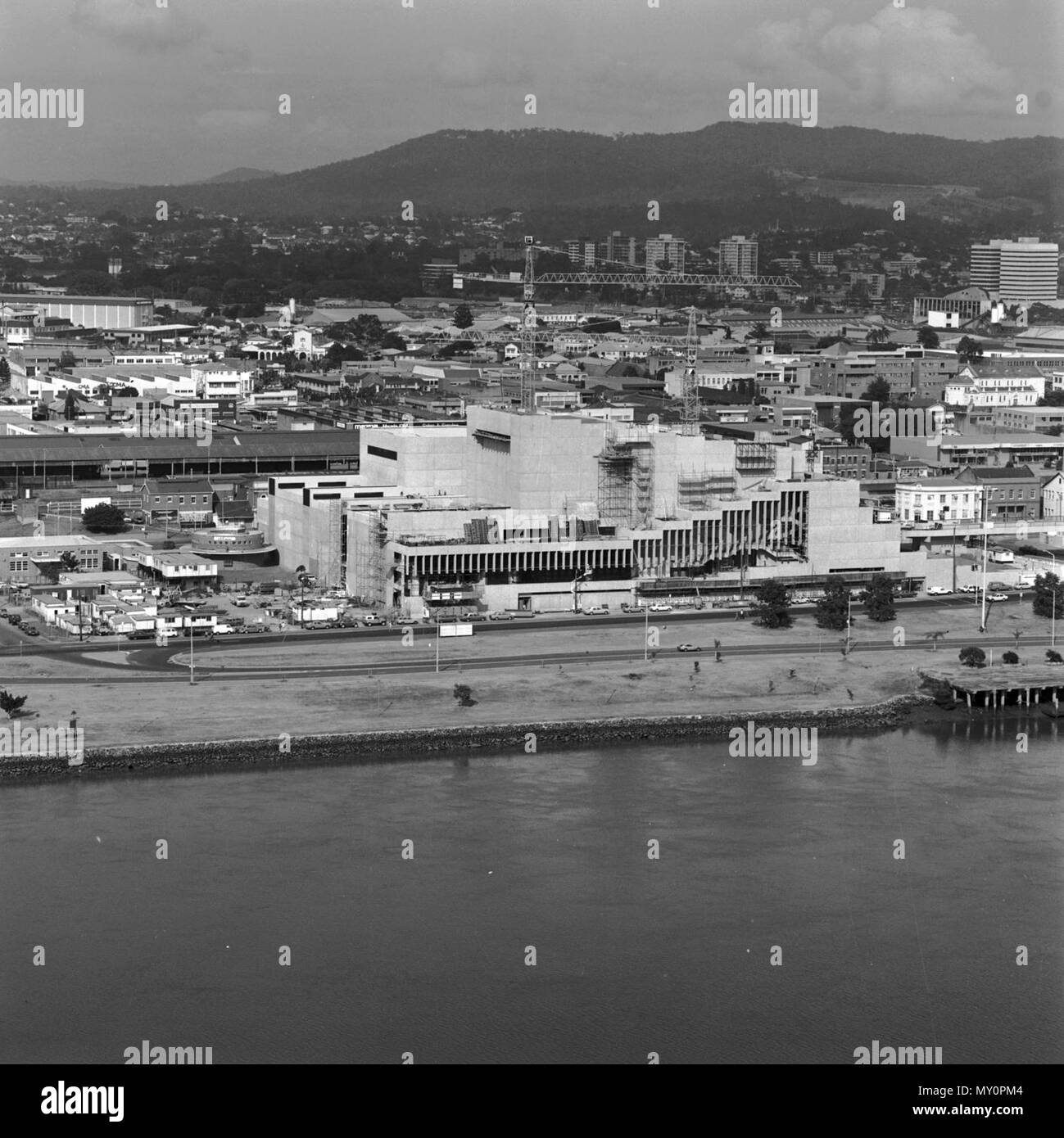 Queensland Performing Arts Centre under construction, South Brisbane, 1983. Preliminary work for the Queensland Performing Arts Centre commenced in 1976 and it was opened in April 1985. Stock Photo