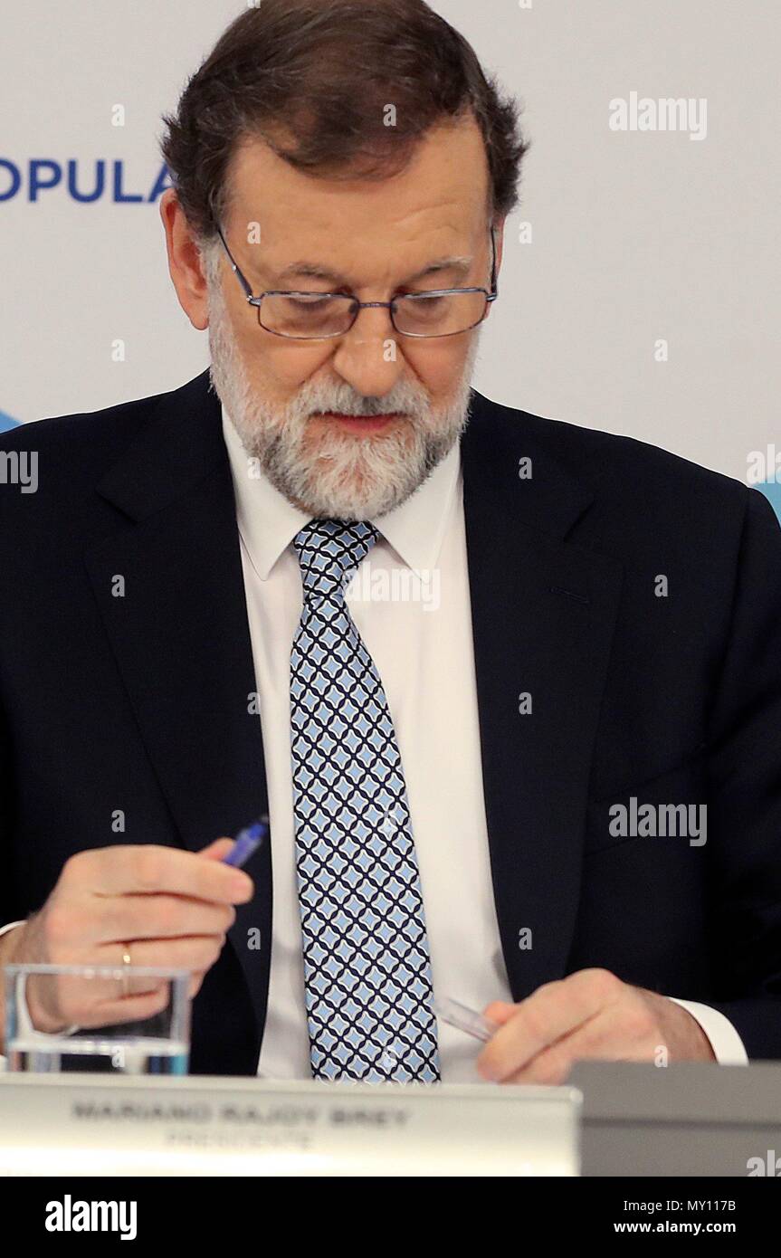 Madrid Spain 5th Jun 2018 Madrid Spain 05th June 2018 Former Spanish Prime Minister And Leader Of People S Party Pp Mariano Rajoy Reacts As He Attends A Meeting Of Pp S National Committee