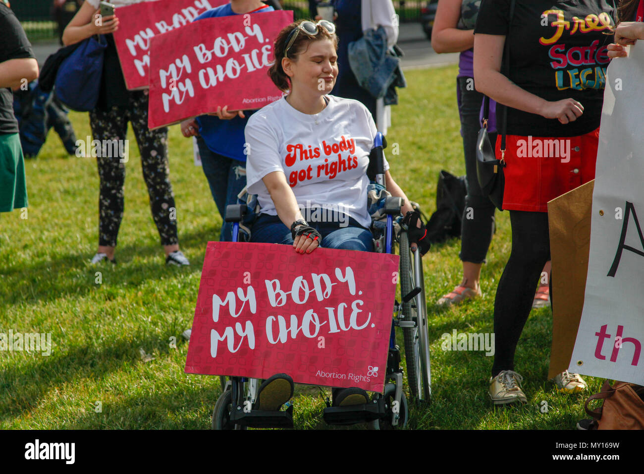 London, UK. 5th June, 2018. Abortion in Northern Ireland Protester Credit: Alex Cavendish/Alamy Live News Stock Photo