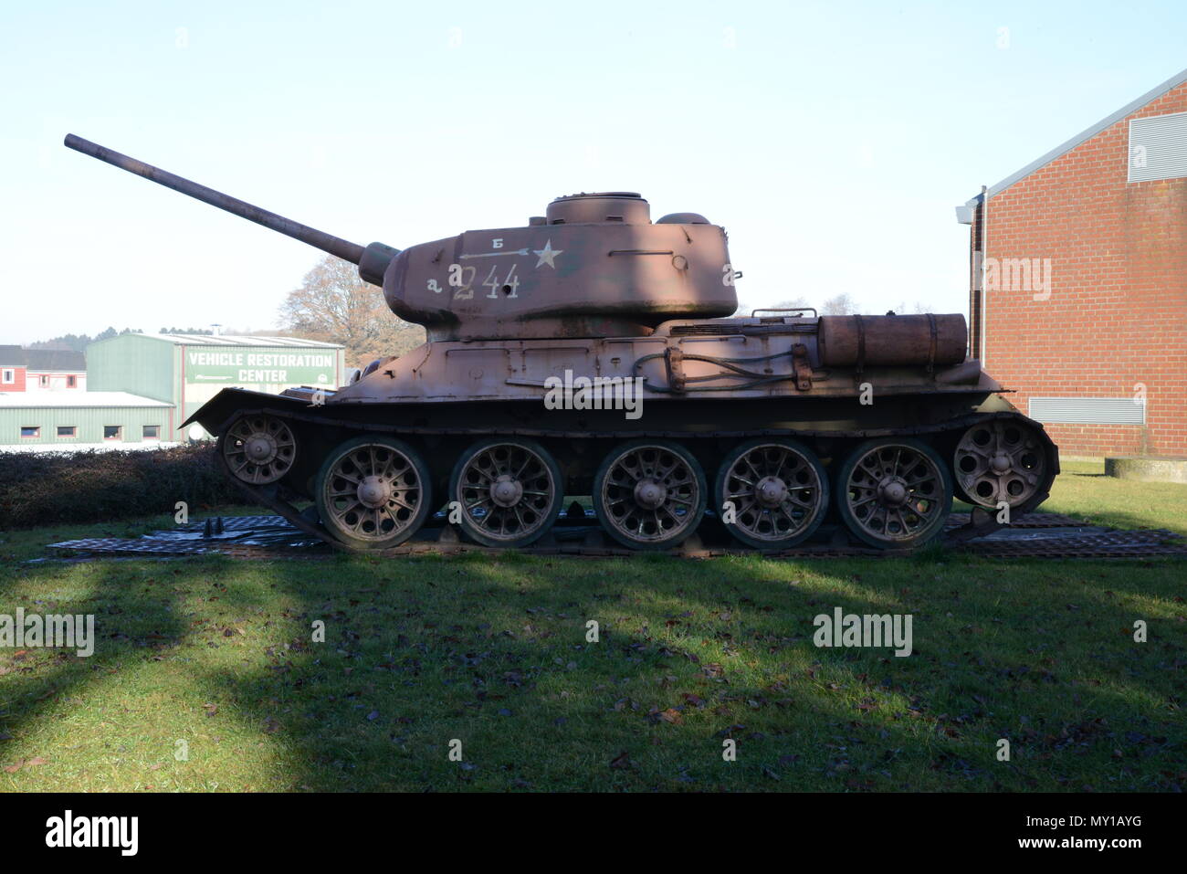 Static display of old American vehicles inside the Bastogne Barracks during the World War2 Battle of Bulge's commemoration, in Bastogne, Belgium, Dec 10, 2016.  Bastogne Barracks is the interpretation center of WW2, detachment of Royal museum Belgium Army. (U.S. Army photo by Visual Information Specialist Pascal Demeuldre) Stock Photo