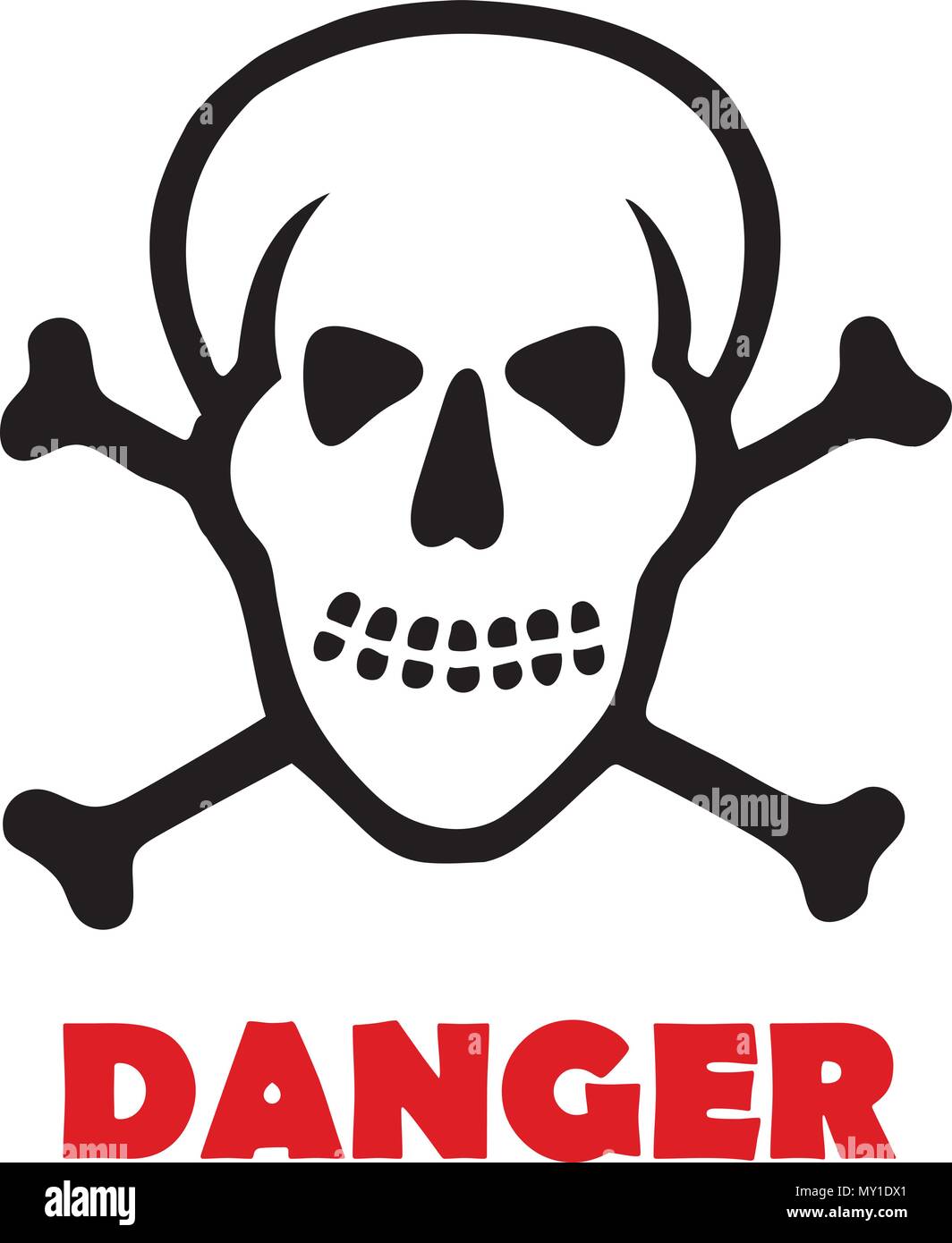 stamp illustration showing danger text and skull, vector Stock Vector