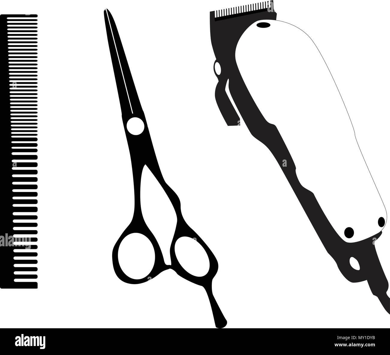 Hairdressing Kit Comb Scissors Hairdresservector Silhouettes