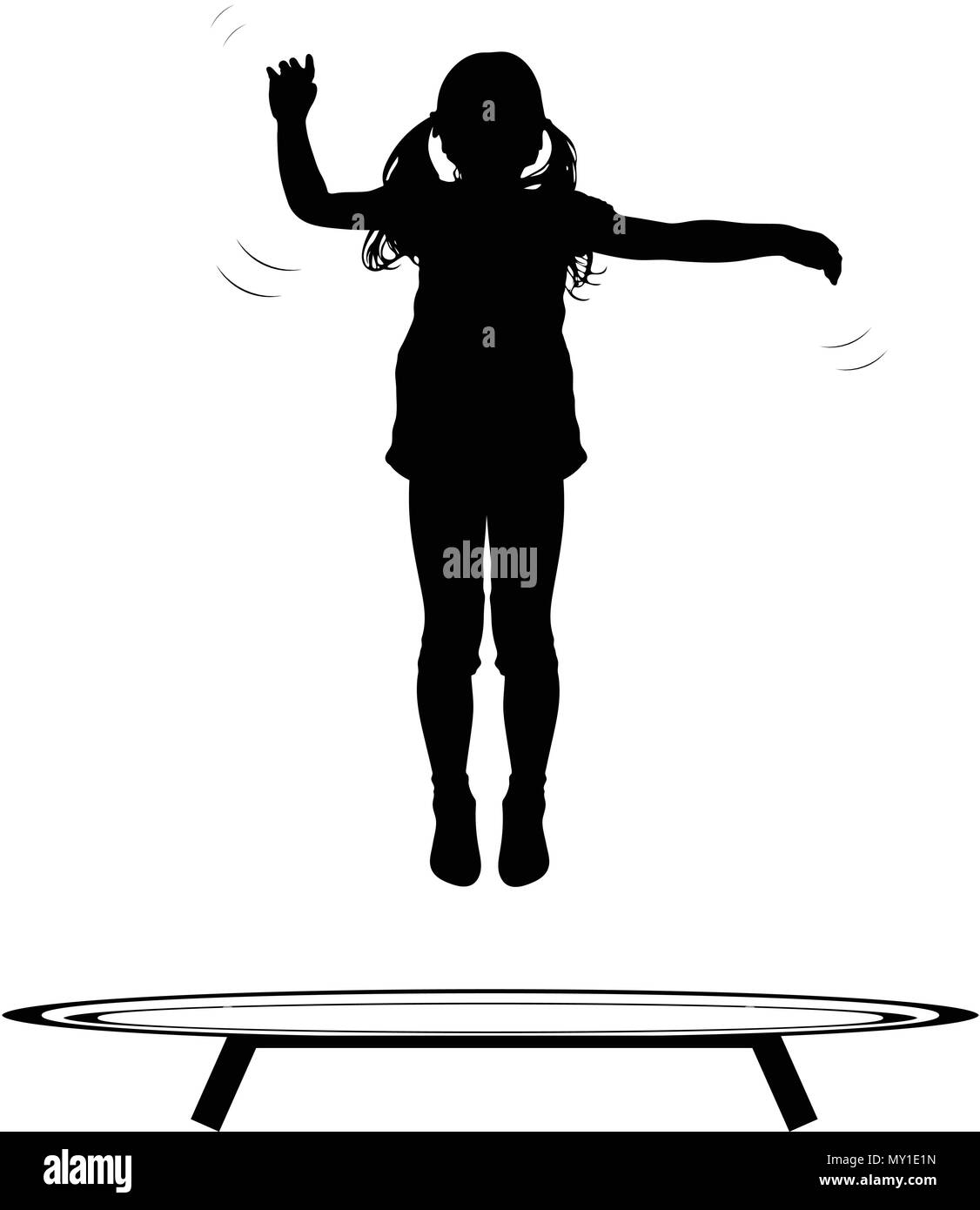 girl jumping trampoline vector silhouette Stock Vector