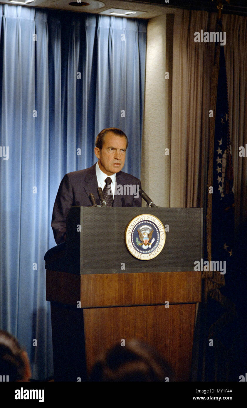 May 20, 1971. President Nixon at a podium announcing an agreement