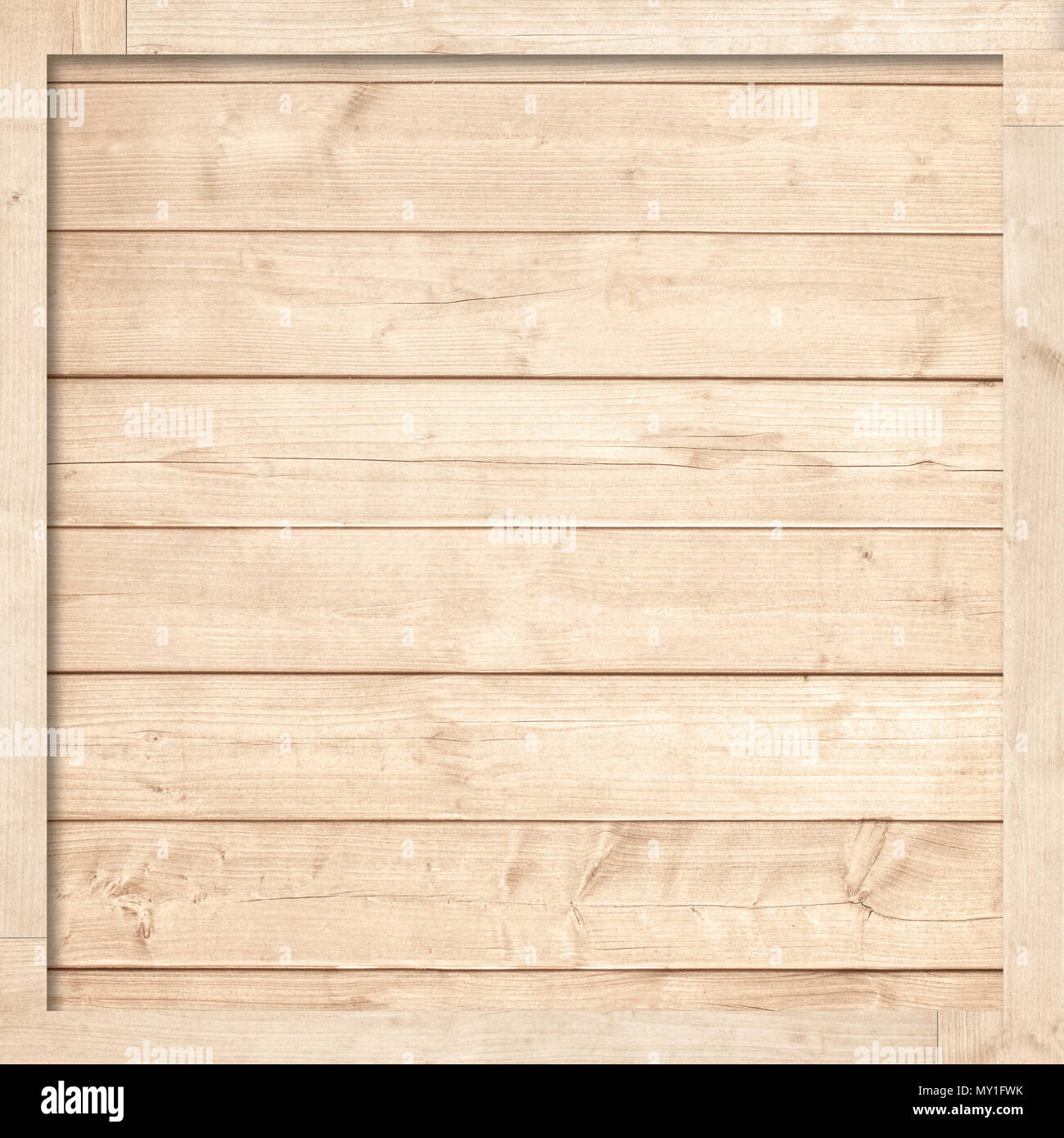 Brown wooden planks texture or background with frame. Stock Photo