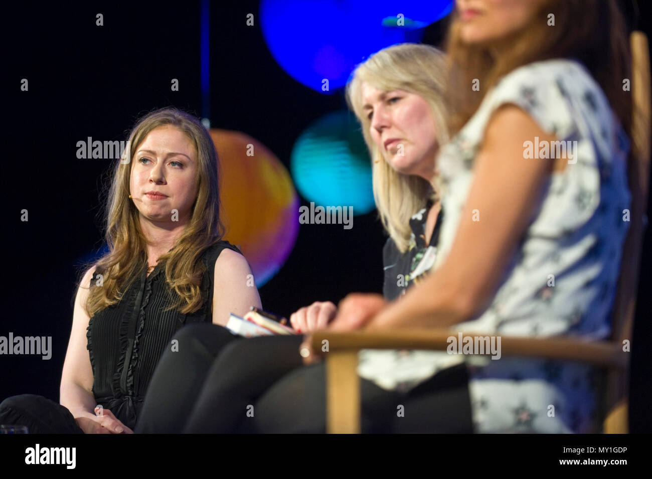 Chelsea Clinton campaigner & author speaking on stage at Hay Festival 2018 Hay-on-Wye Powys Wales UK Stock Photo