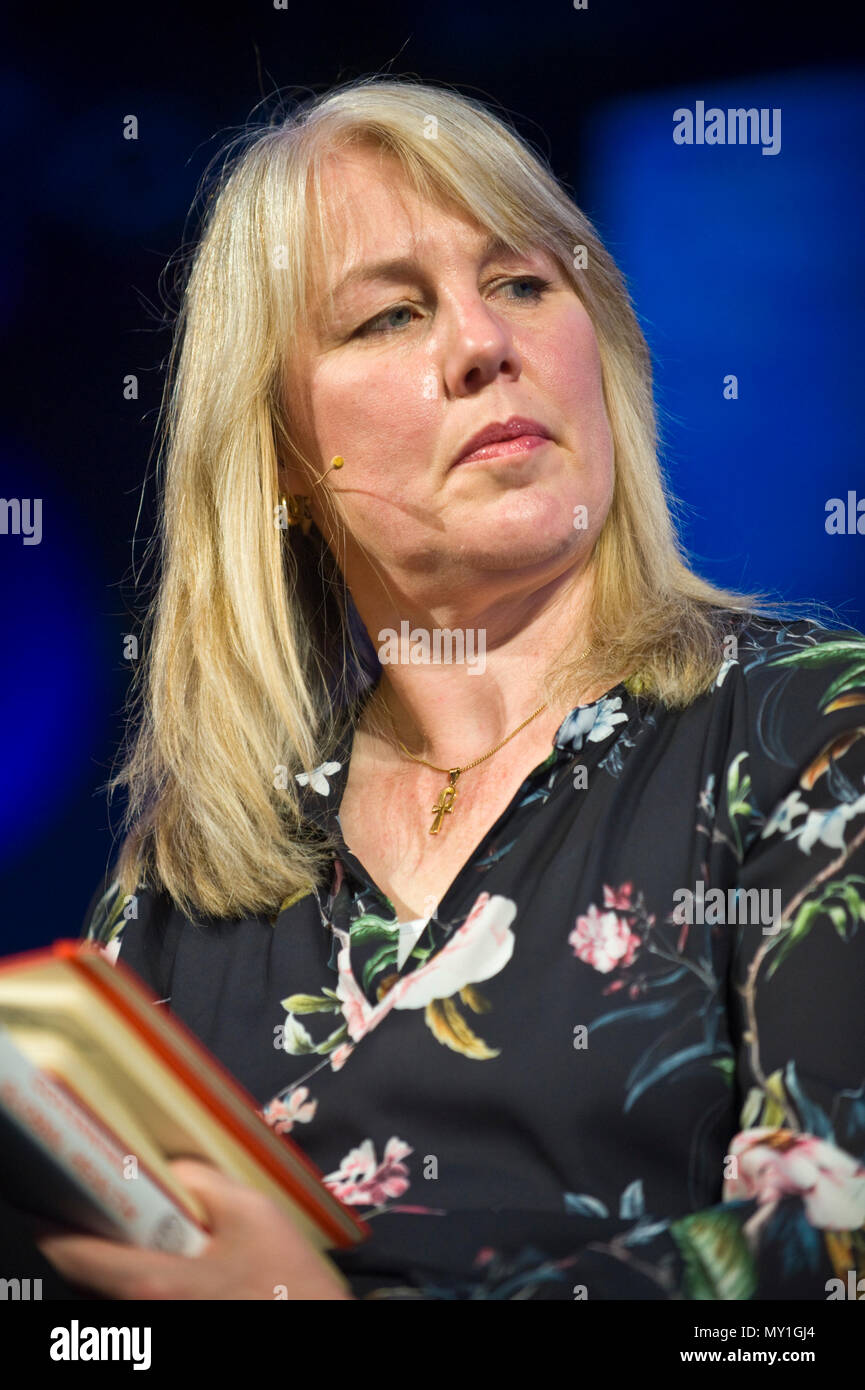 Gabrielle Walker scientist climatologist & author speaking on stage at Hay Festival 2018 Hay-on-Wye Powys Wales UK Stock Photo