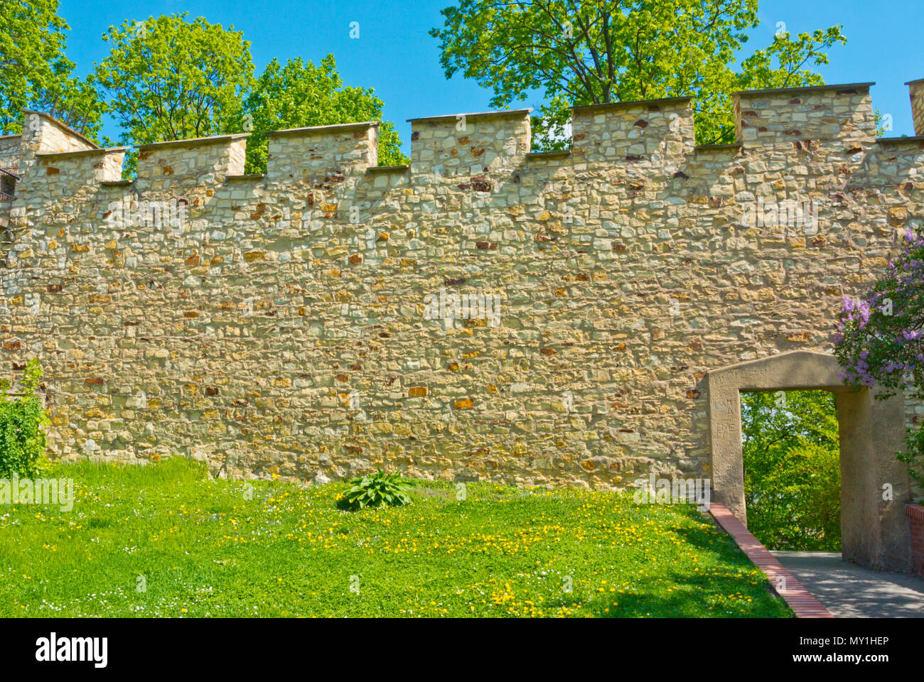 Hladova Zed, Hunger Wall, Petrinske sady, Petrin hill park, Prague, Czech Republic Stock Photo