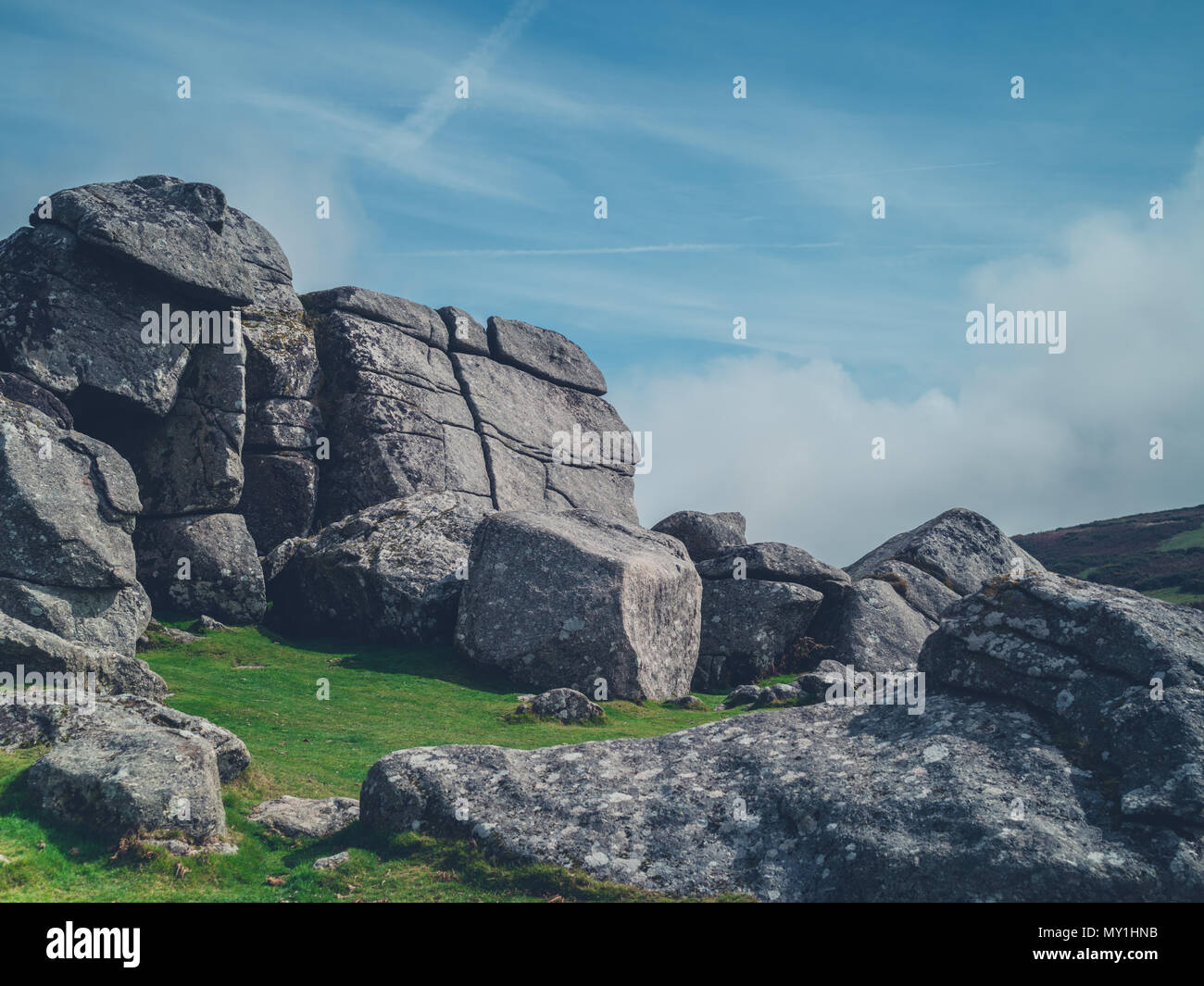 Rocks and stones on a moor in the autumn on a cloudy day Stock Photo ...