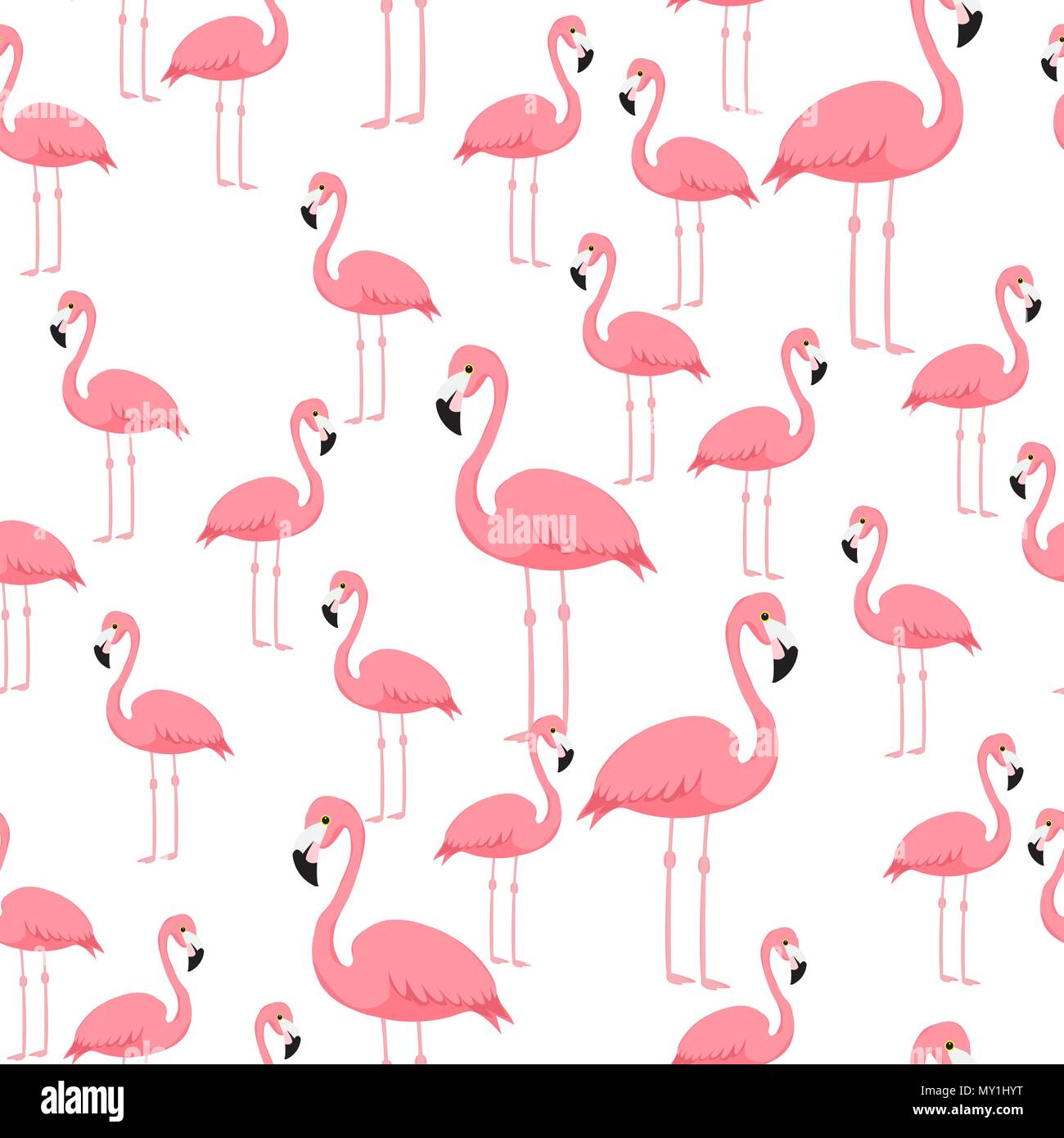 Pink Flamingo seamless pattern with tropical leaves and flowers Vector  background design with flamingos for wallpaper fabric textile Stock  Vector  Adobe Stock