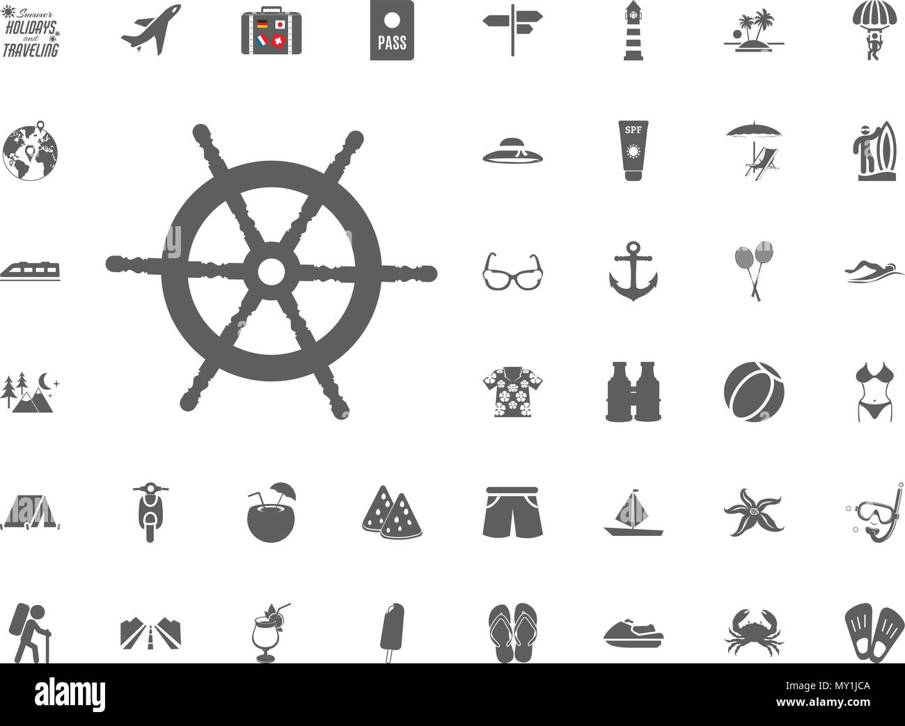 Handwheel icon. Summer holidays and Traveling vector icons set Stock ...