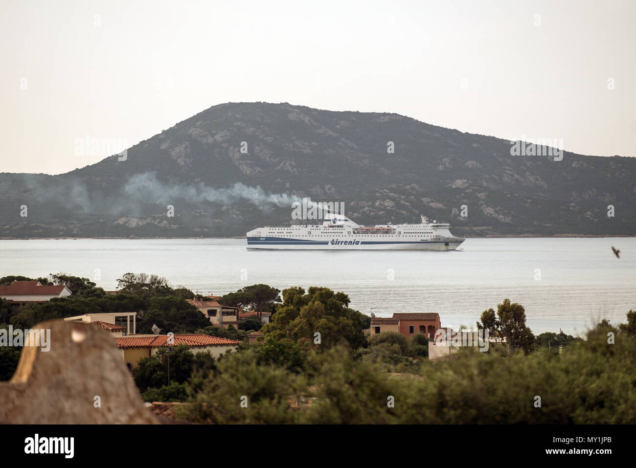 Tirrenia Jonas ferry approaching Olbia Port, Olbia, Sardinia, Italy Stock Photo