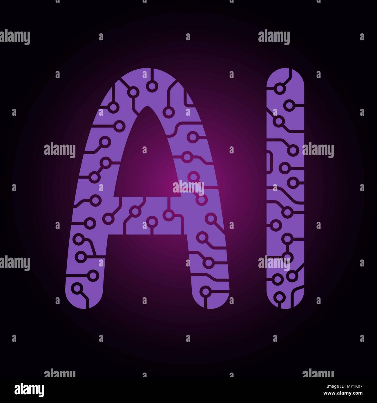 AI Letters Artificial Intelligence . Easy to use for adding text and captions to your photos. Stock Vector