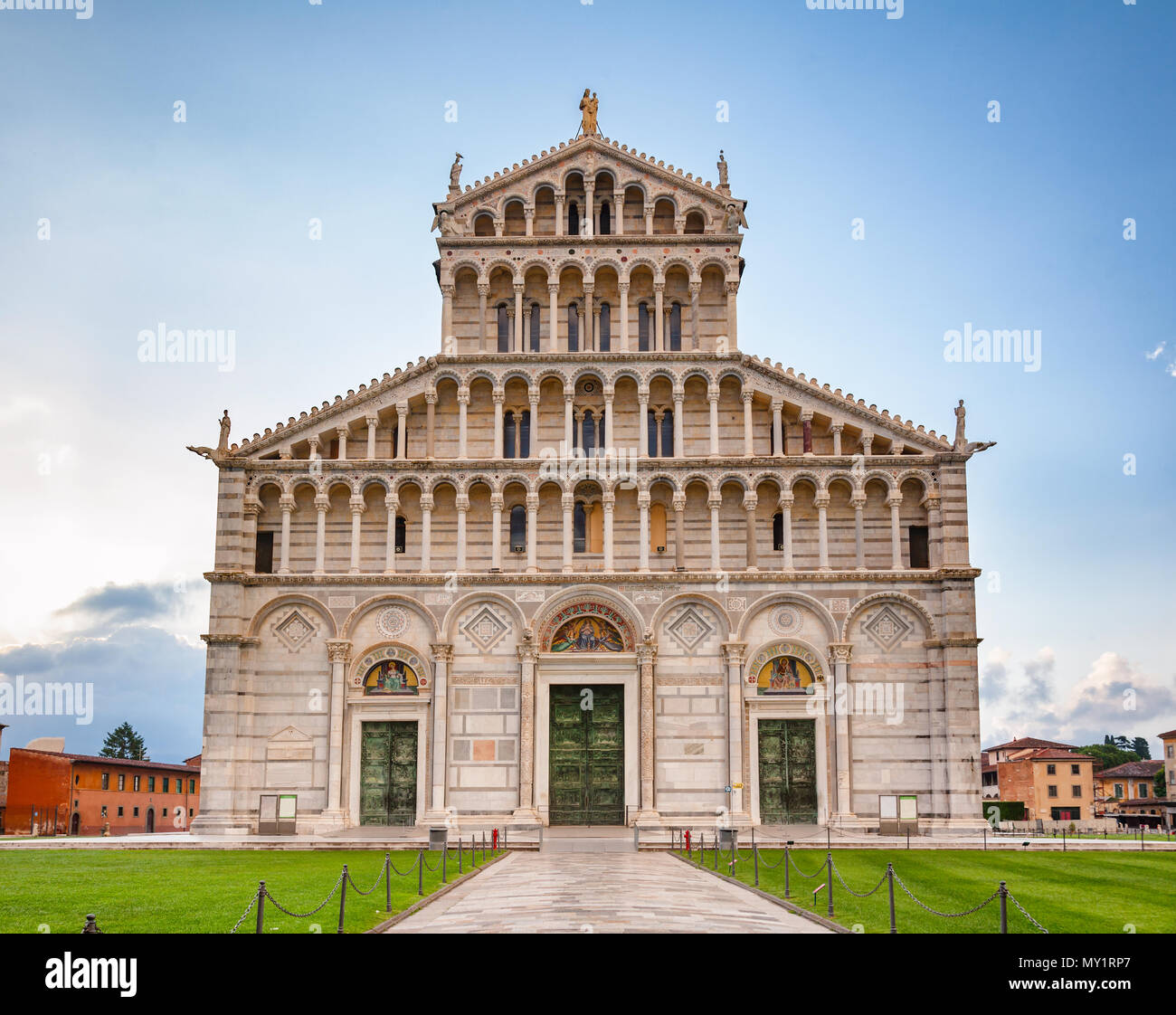 Romanesque medieval Roman Catholic Pisa Cathedral at Piazza dei ...