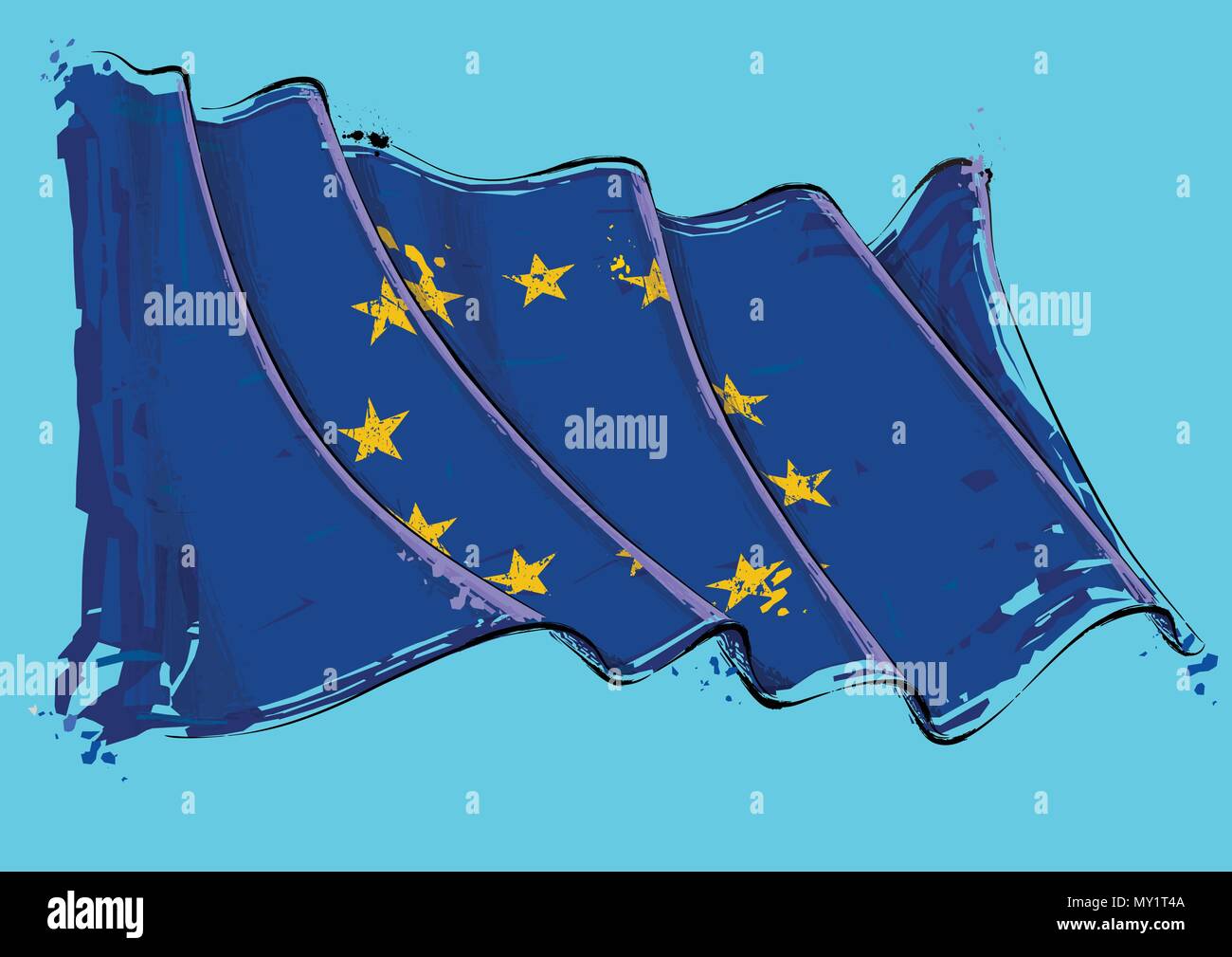 Vector grange Illustration of an European Union waving Flag. All ...
