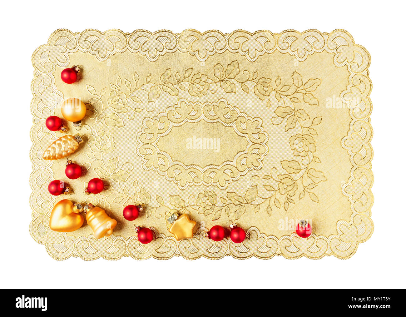 vintage plastic christmas decorations outdoor christmas decoration with vintage plastic placemat red and gold baubles isolated on white background clipping path included design element flat lay vintage plastic christmas decorations outdoor christmas decoration with vintage plastic placemat red and gold baubles isolated on white background clipping path included design element flat lay