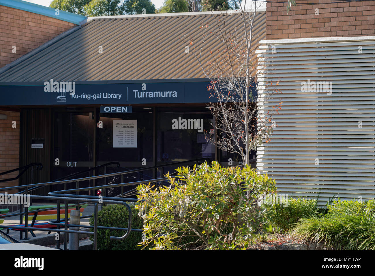 Ku-Ring-Gai Community Library in Turramurra. Libraries in Sydney have evolved with time and are busier than ever with people young and old. Stock Photo