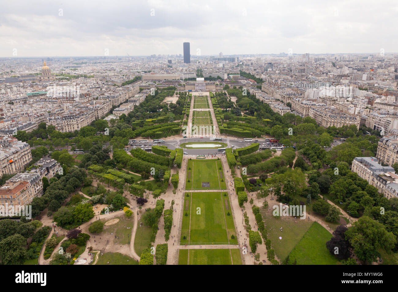 View from the second floor of the Eiffel Tower, Paris, France. Stock Photo