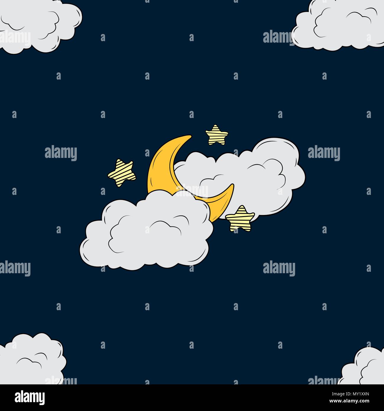 moon with clouds - Illustration Stock Vector Image & Art - Alamy
