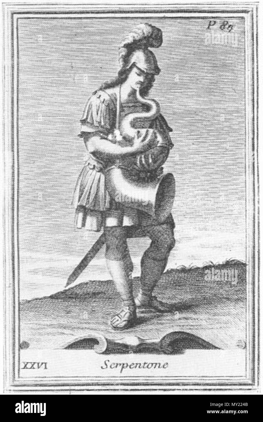 A guy playing serpent: Engraving from Filippo Bonanni's Gabinetto Armonico  pieno d'Instromenti (Roma, 1723) . 18th century. This file is lacking  author information. 483 Serpent-bonanni Stock Photo - Alamy