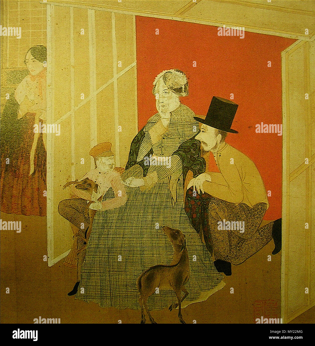 English Horanda Fuzoku Dutch Genre Scene Hanging Scroll Colour On Silk 33 7 33 Cm Museum Of Tokio National University Of Art And Music Circa 1863 Shimo Oka Renjō 13 1914 485 Shimooka Renjo Painting Stock Photo Alamy
