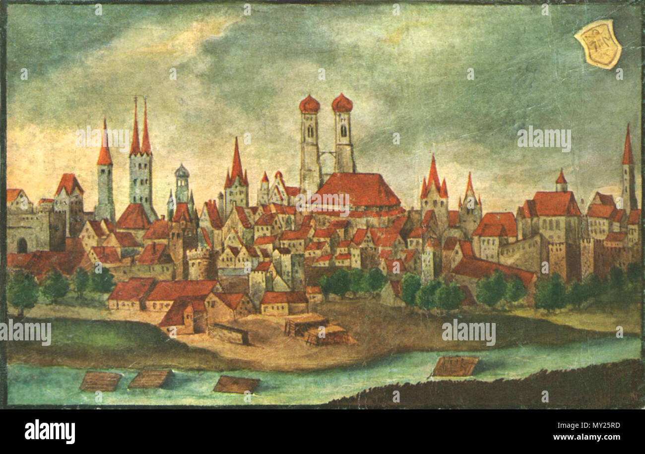 . Stadtansicht von München . 16th century. Unknown 500 Stadtansicht 05 Stock Photo