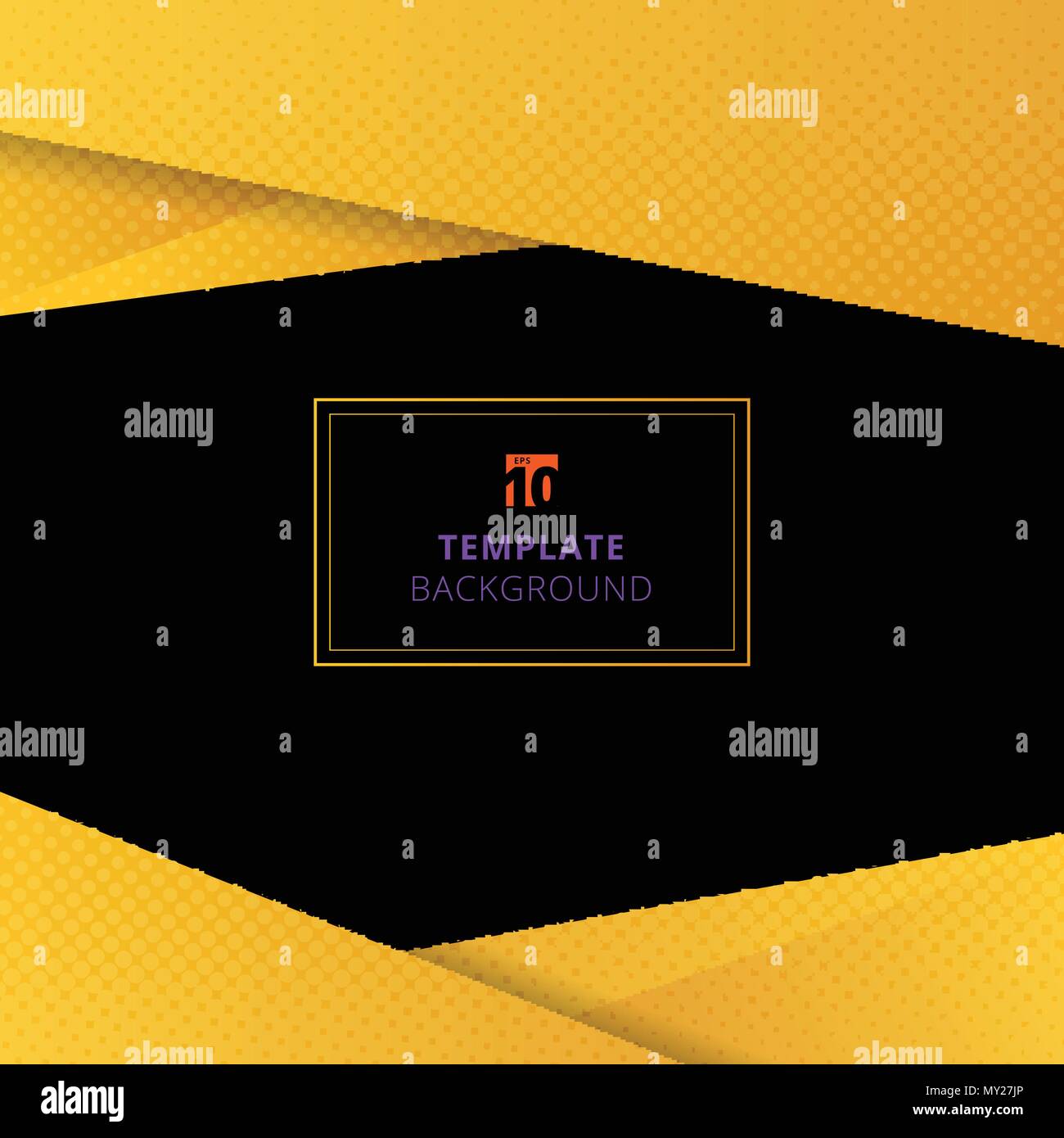 Template Yellow Geometric Background With Halftone Texture You