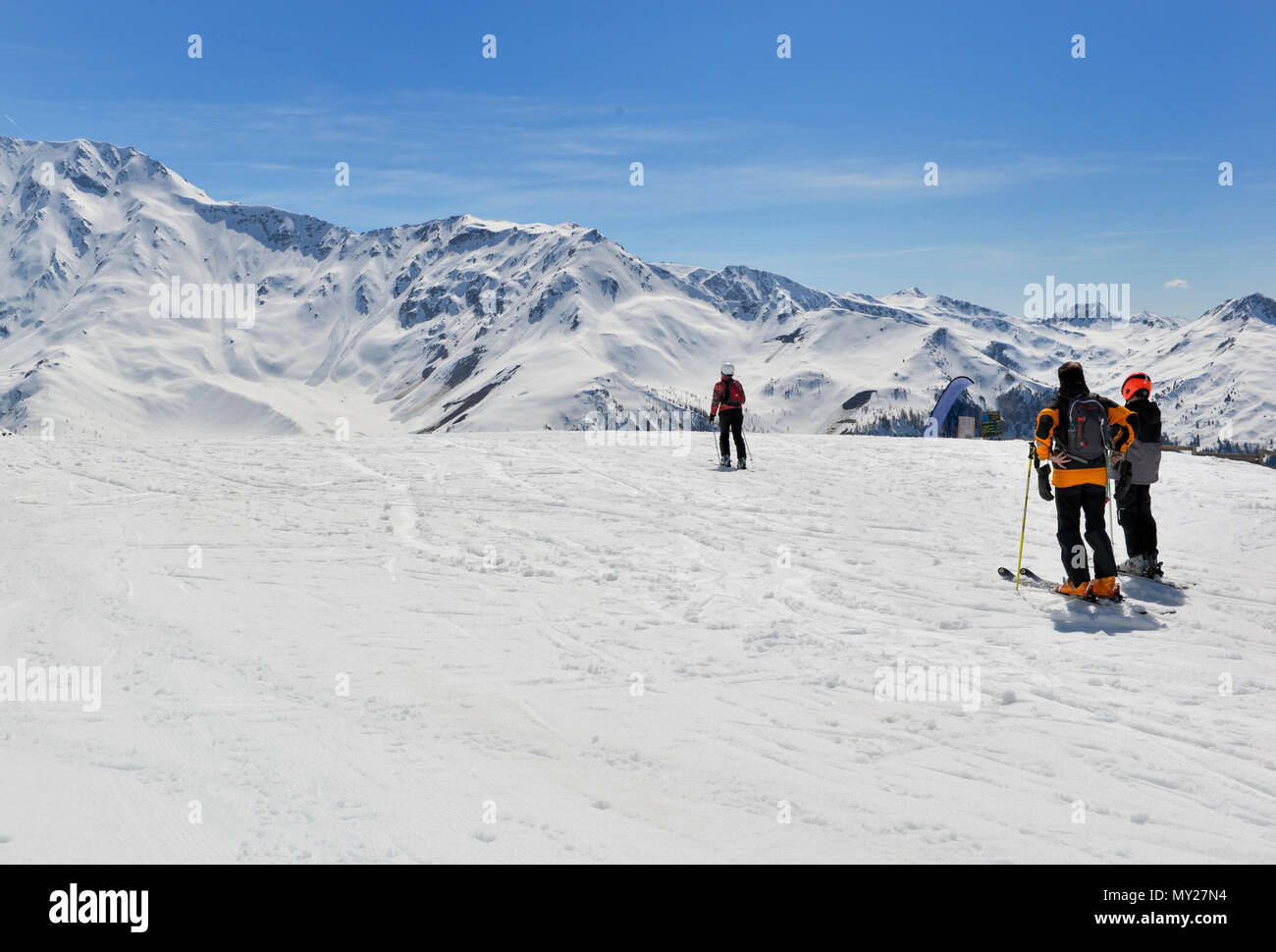 Alpine Slopes Skiers on slopes in hi-res stock photography and images - Alamy