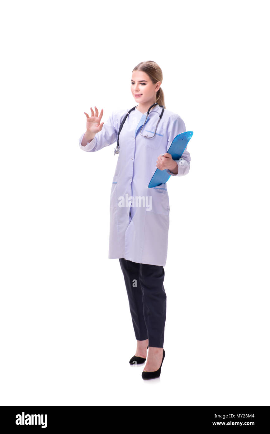 Young woman doctor isolated on white background Stock Photo - Alamy