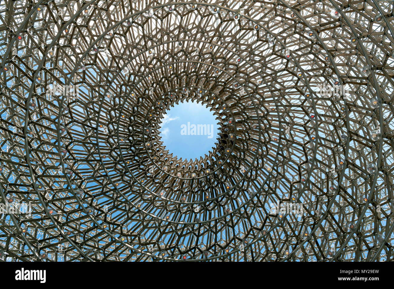 London, UK - April 2018: The Hive, by Wolfgang Buttress to provide visitors sound and visual experience about honeybees located at Kew Gardens Stock Photo