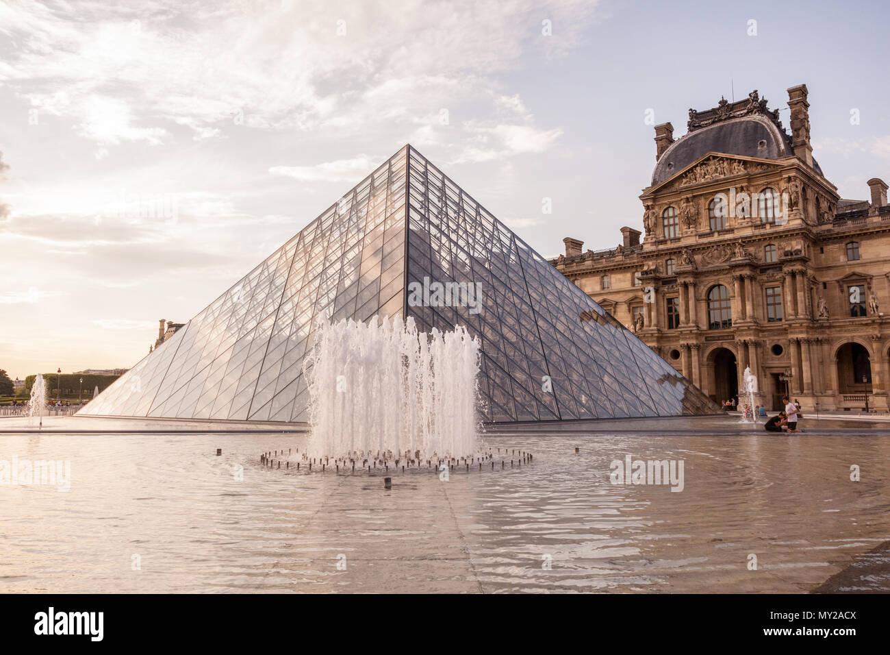 Museum du Louvre, Musée du Louvre and the glass pyramid, Paris, France, Europe. Stock Photo