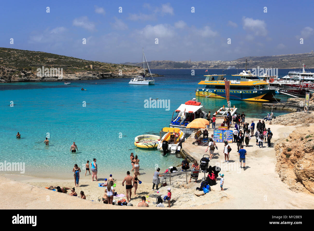 Summer View Over The Blue Lagoon, One Of The Best Beaches In Malta, On ...