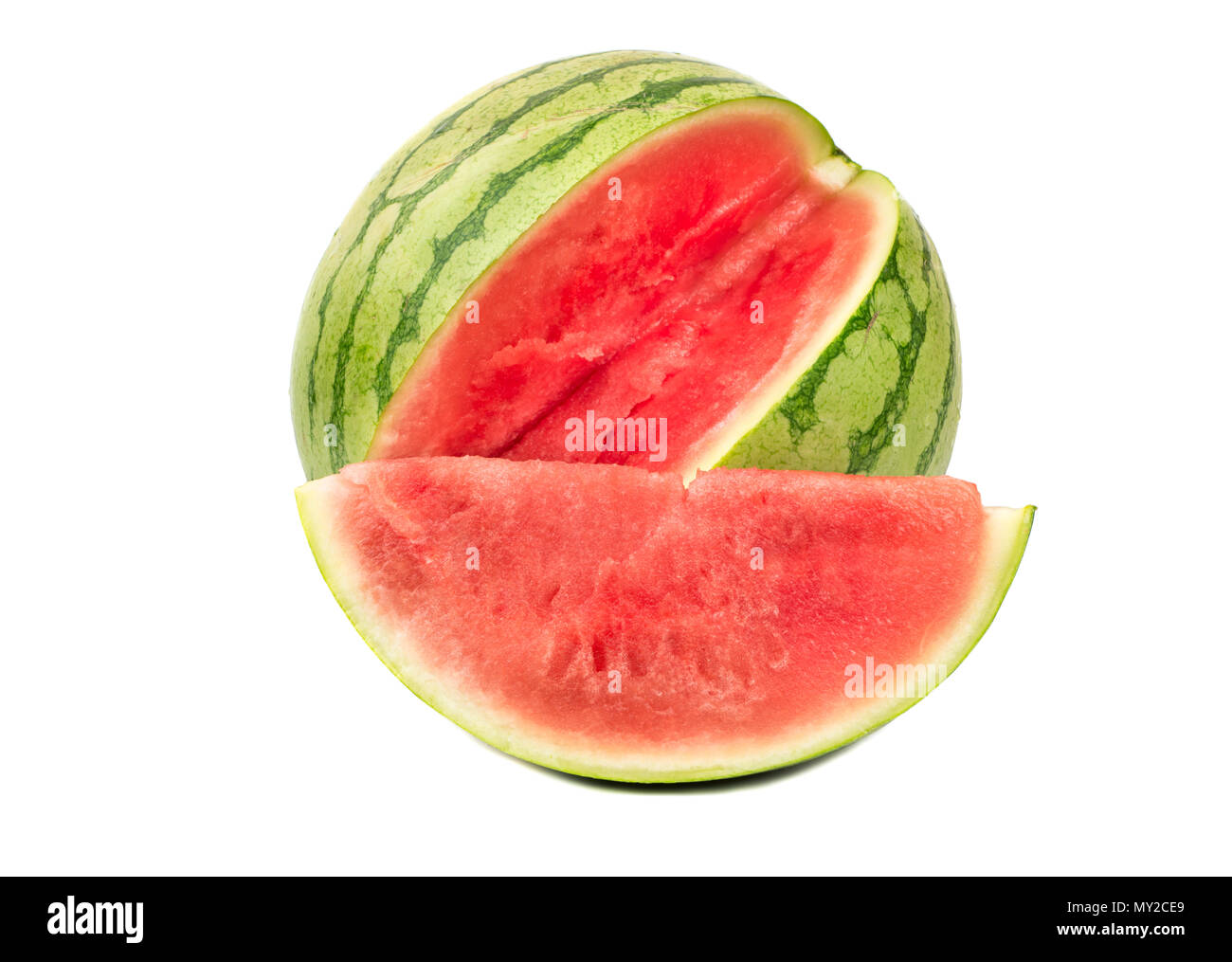 Ripe Watermelon With A Slice Of Seedless White Background Stock Photo Alamy
