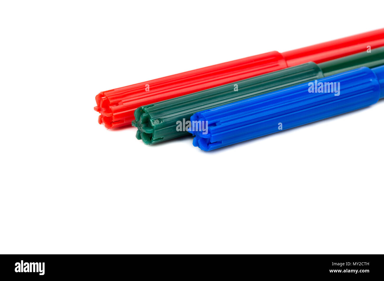 Three Color Marker Three colored markers on white background closeup Stock Photo - Alamy