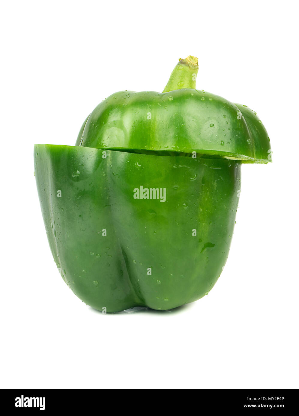 Sliced green pepper isolated on white background Stock Photo - Alamy