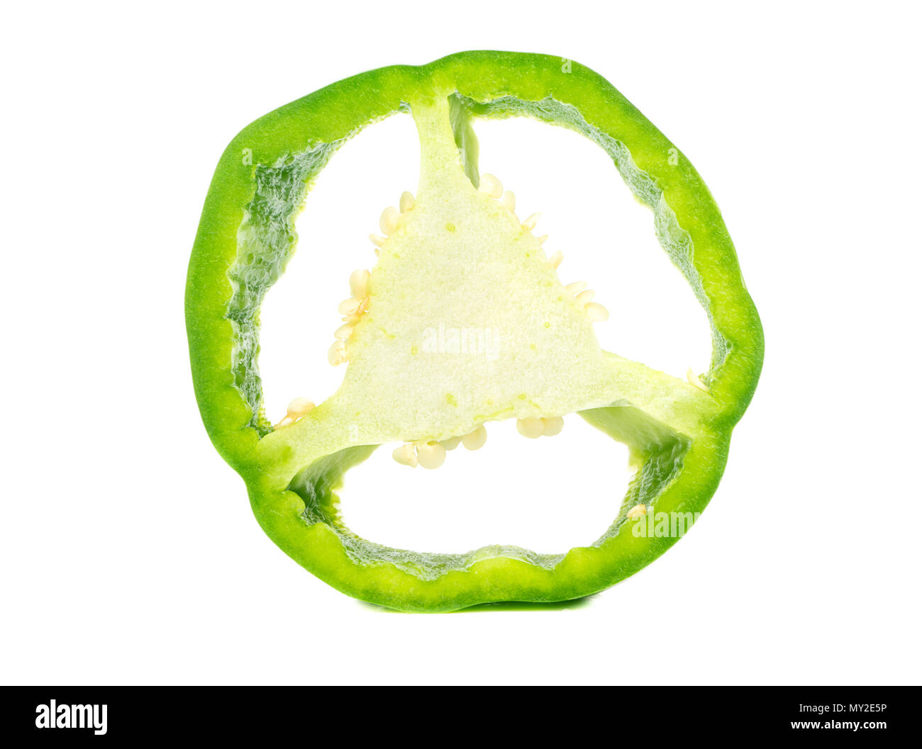 Slice of fresh green pepper isolated on white background Stock Photo ...
