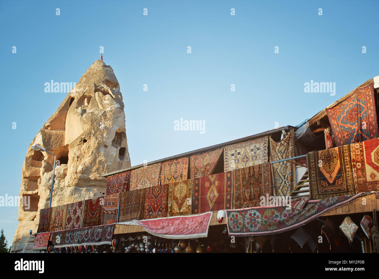 Outdoors shop with carpets for sale. Cappadocia, Turkey Stock Photo Alamy