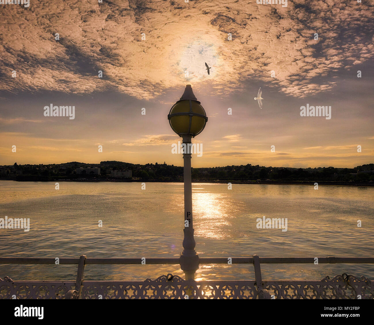 GB - DEVON: Sun setting over Princess Pier at Torquay  (HDR Image) Stock Photo