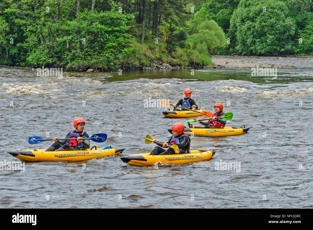 RIVER SPEY TAMDHU SCOTLAND CANOE CANOEIST KAYAK RIVER RAPIDS FOUR
