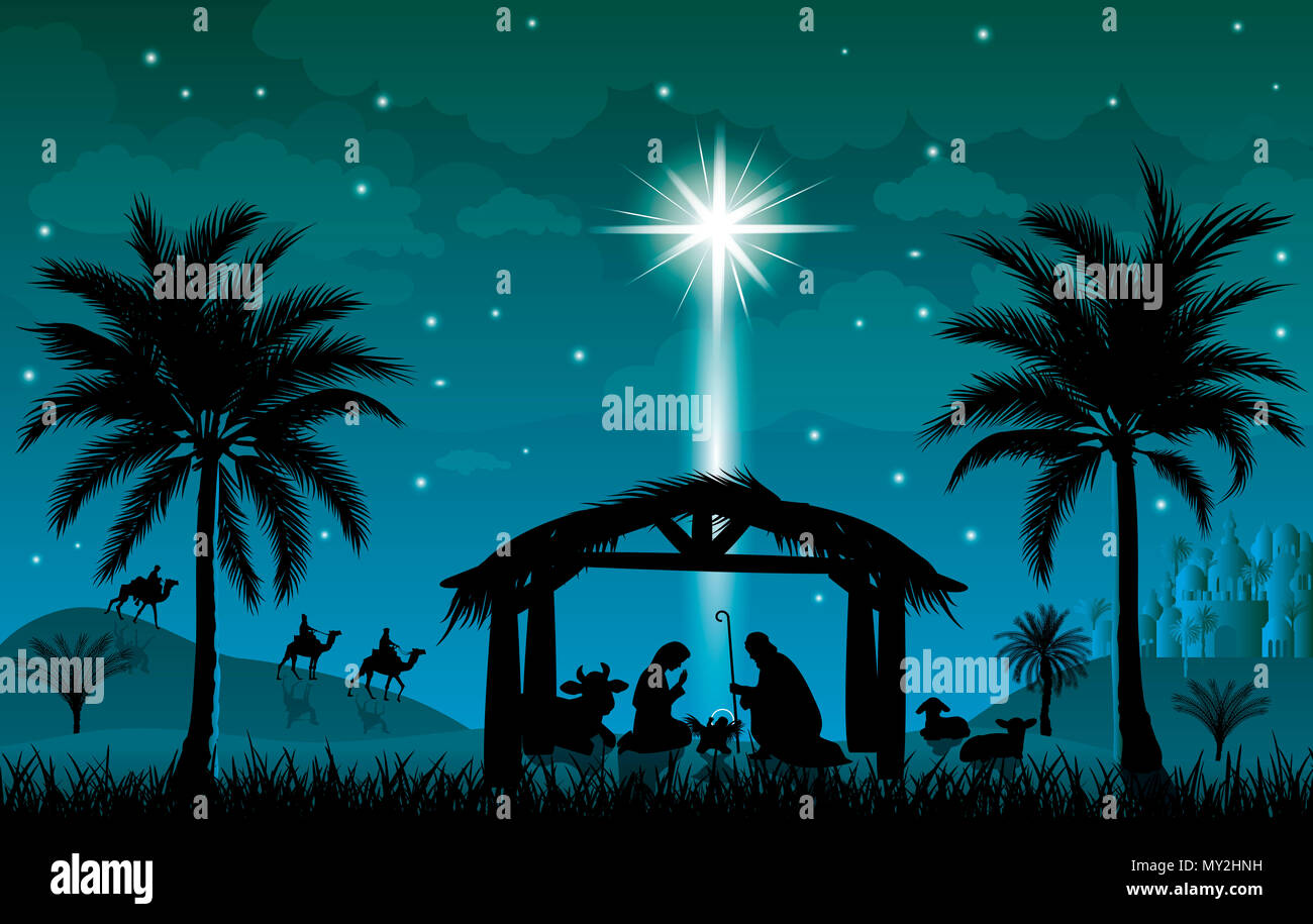 Scene of the Nativity of Jesus Christ. Christmas, the scene of ...