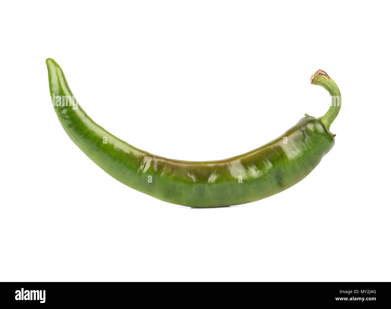 Hot green chili pepper isolated on white background Stock Photo - Alamy