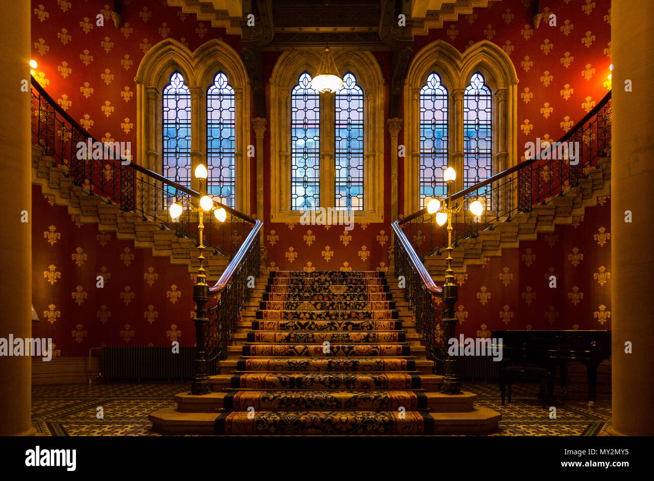 Grand and ornate staircase within the interior of St Pancras ...