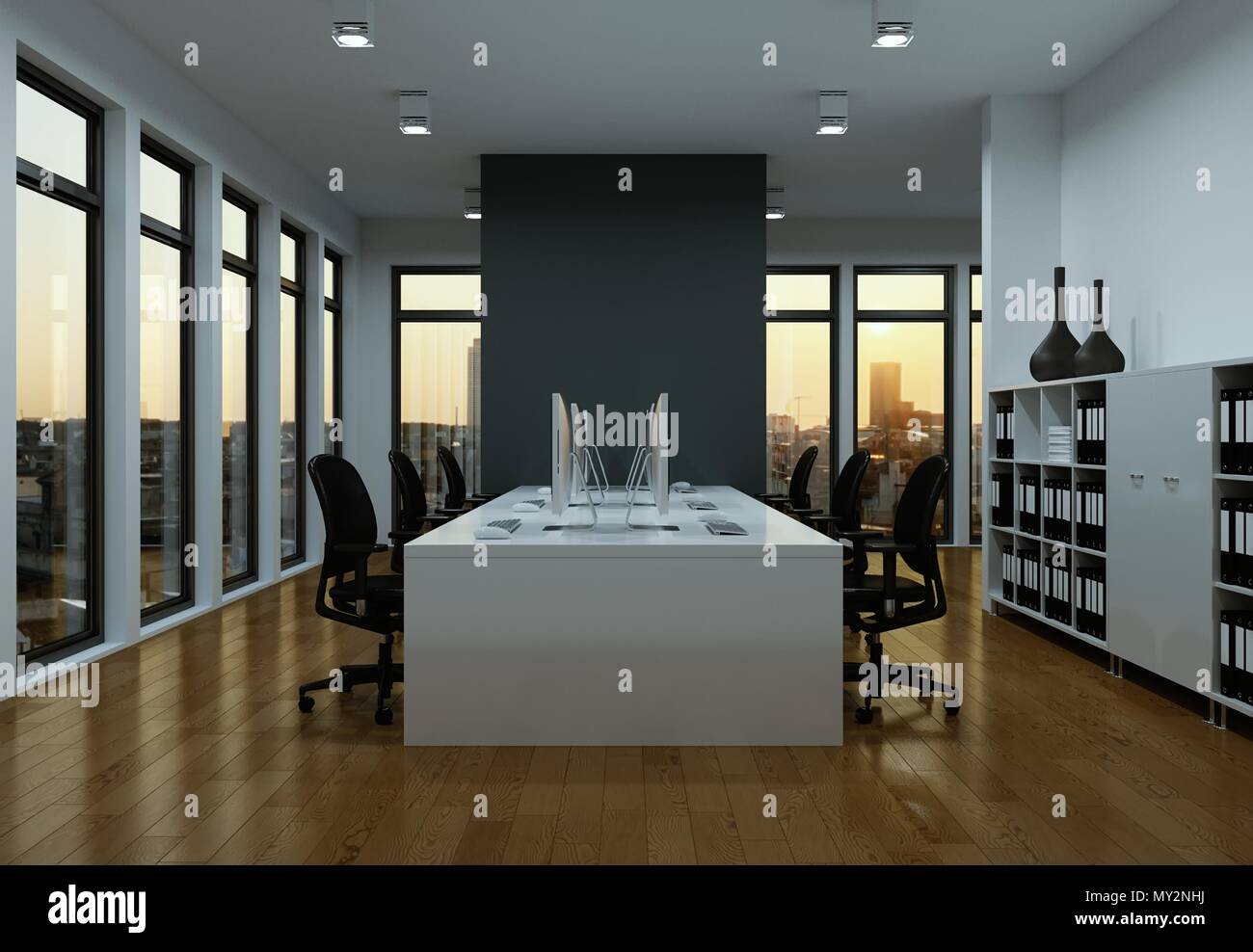modern grey office interior Design 3d rendering Stock Photo Alamy