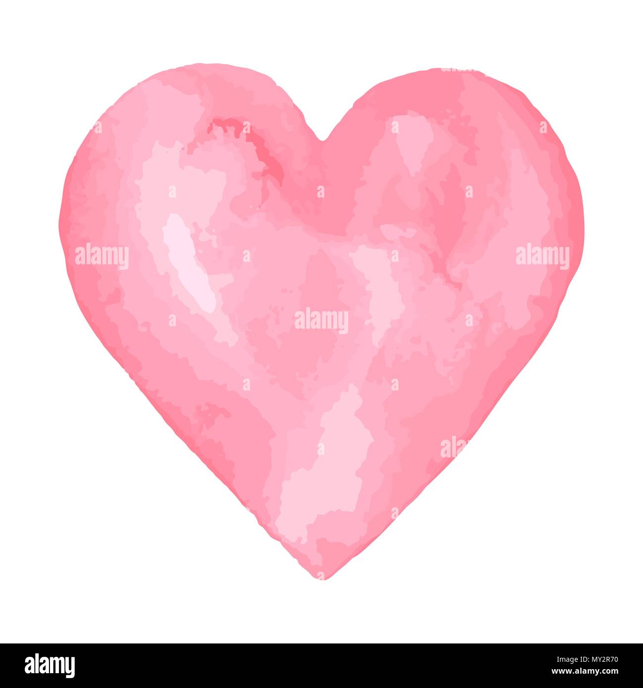 Watercolor brush heart. Pink aquarelle abstract background Stock Vector