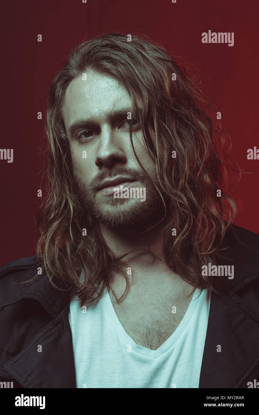 Toned man long hair hi-res stock photography and images - Alamy