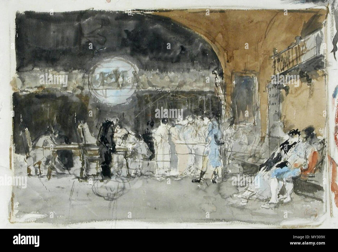 . Català: Dibuix per a La vicaria, de Marià Fortunya; Museo Provincial de Zaragoza 34x50 cm . 1 February 1868 549 Vicaria-Esborrany-ca1868 Stock Photo